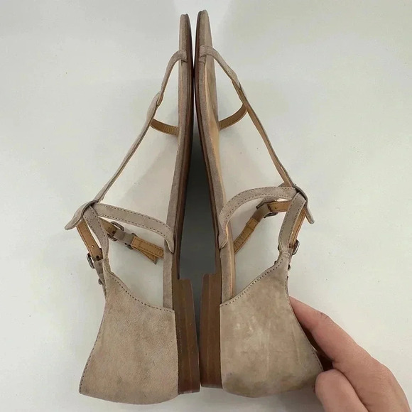 J crew womens sandals size 10 taupe Italian suede t-strap gladiator - Picture 6 of 12